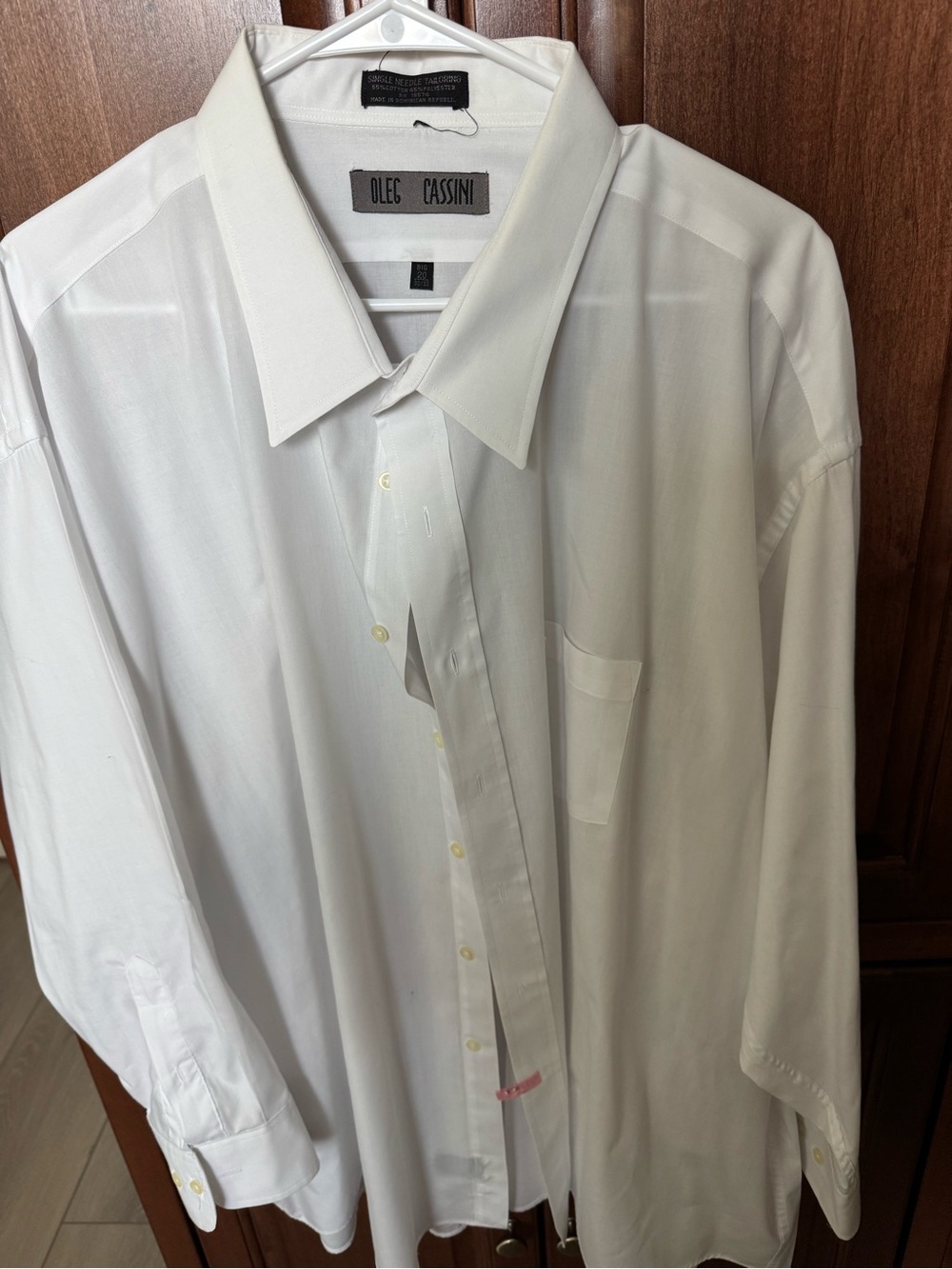 Oleg Cassini White Men’s Dress Shirt with Spread Collar